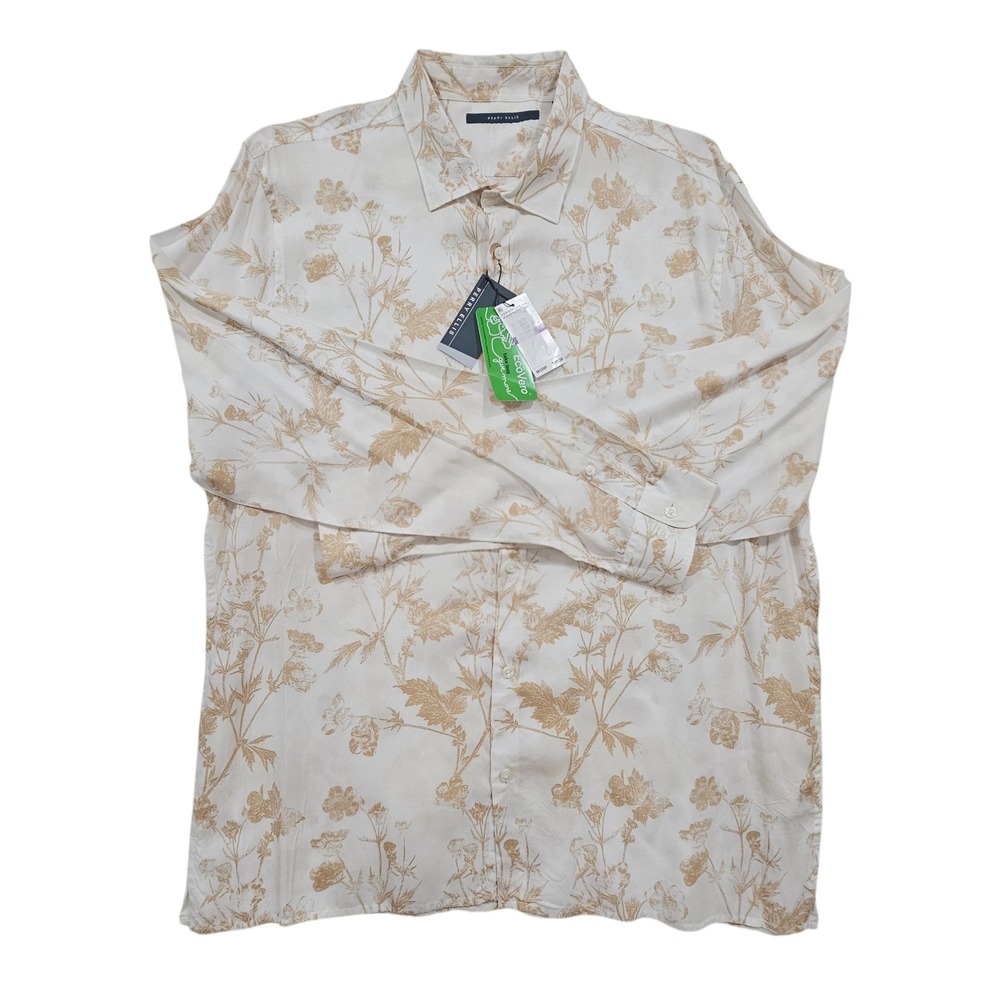 NWT Perry Ellis Floral Print Button Down Shirt 2XLT EcoVero Viscose‎ Long Sleeve